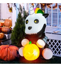 5 Feet Halloween Inflatable Unicorn Skeleton with Pumpkin Lantern