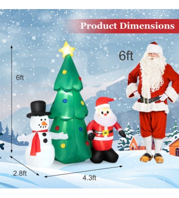 6 Feet Christmas Inflatables Giant Santa Claus Combo Decoration