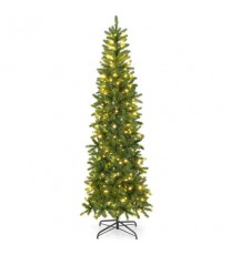 7.5 Feet Pre-lit Full Artificial Christmas Tree with Warm White and Multi-color LED Lights