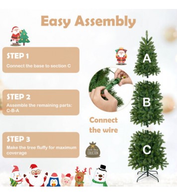 7.5 Feet Pre-lit Full Artificial Christmas Tree with Warm White and Multi-color LED Lights