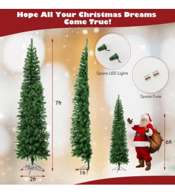 7 Feet Prelit Half-Shape Christmas Tree with 150 Lights