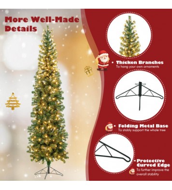 7 Feet Prelit Half-Shape Christmas Tree with 150 Lights