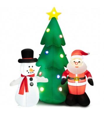 6 Feet Tall Lighted Inflatable Christmas Decoration with Santa Claus and Snowman