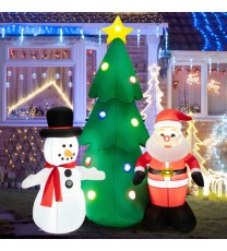 6 Feet Tall Lighted Inflatable Christmas Decoration with Santa Claus and Snowman