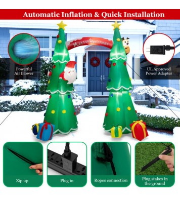 10 Feet Tall Inflatable Christmas Arch with LED and Built-in Air Blower