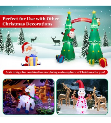 10 Feet Tall Inflatable Christmas Arch with LED and Built-in Air Blower