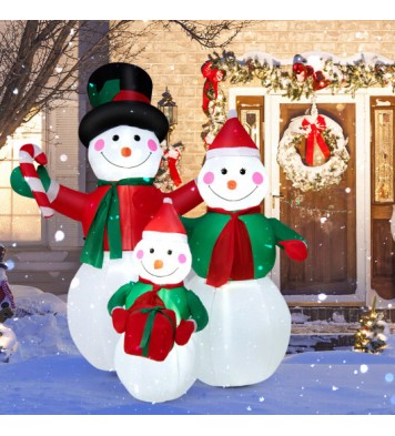 Inflatable Christmas Snowman Family Decoration with LED Lights