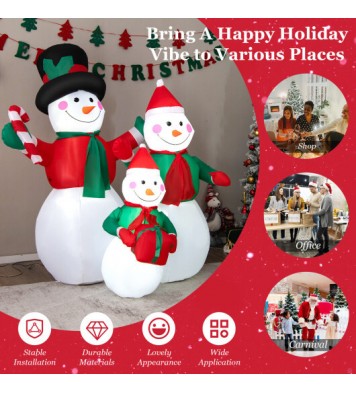 Inflatable Christmas Snowman Family Decoration with LED Lights