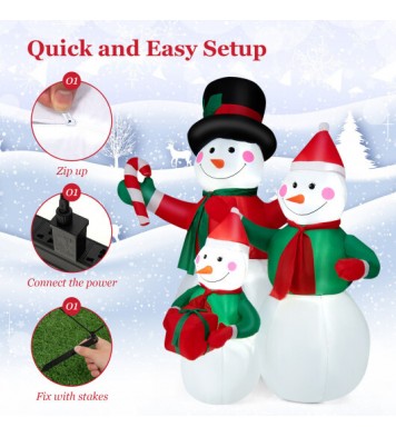 Inflatable Christmas Snowman Family Decoration with LED Lights