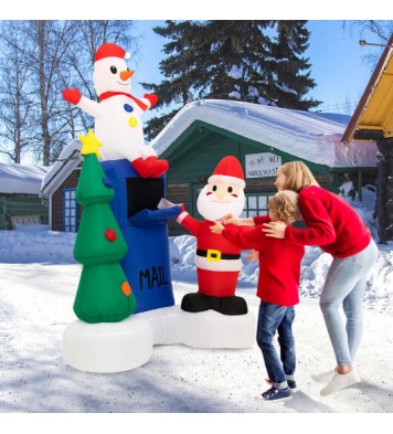 6 Feet Lighted Christmas Inflatable Mailbox Santa Claus Snowman Christmas Tree