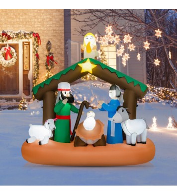 6 Feet Lighted Christmas Inflatable Nativity Scene Decoration