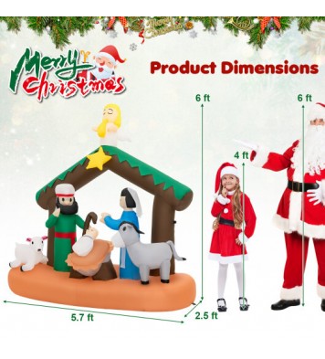 6 Feet Lighted Christmas Inflatable Nativity Scene Decoration