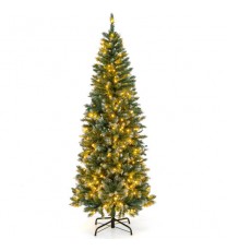 6 Feet Pre-Lit Artificial Christmas Tree with  618 Snowy Branch Tips