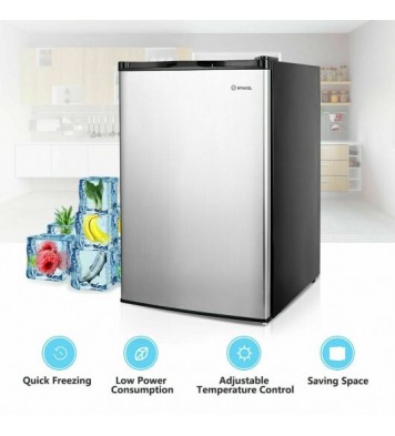 3 Cubic Feet Compact Upright Freezer with Stainless Steel Door