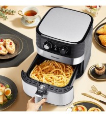 1700W 5.3 QT Electric Hot Air Fryer with Stainless steel and Non-Stick Fry Basket-Black