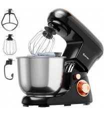 5.3 Qt Stand Kitchen Food Mixer 6 Speed with Dough Hook Beater-Black