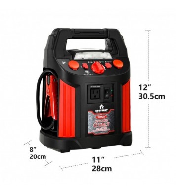 Jump Starter Air Compressor Power Bank Charger with LED Light and DC Outlet