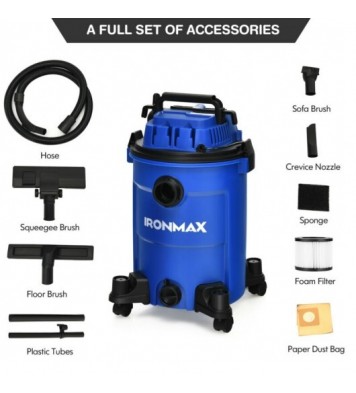 3 in 1 6.6 Gallon 4.8 Peak HP Wet Dry Vacuum Cleaner with Blower-Blue