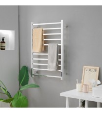 10 Bar Towel Warmer Wall Mounted Electric Heated Towel Rack with Built-in Timer-Silver