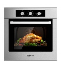 24 Inch Single Wall Oven 2.47Cu.ft with 5 Cooking Modes-Silver