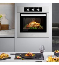 24 Inch Single Wall Oven 2.47Cu.ft with 5 Cooking Modes-Silver