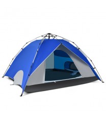 2-in-1 4 Person Instant Pop-up Waterproof Camping Tent-Blue