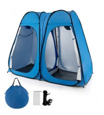 Oversized Pop Up Shower Tent with Window Floor and Storage Pocket-Blue