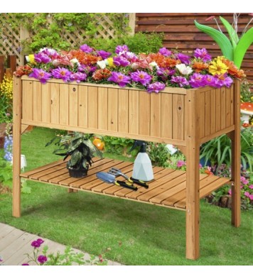 Wooden Elevated Planter Box Shelf Suitable for Garden Use