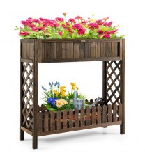 2-Tier Wood Raised Garden Bed for Vegetable and Fruit