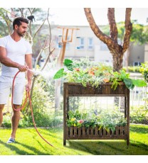 2-Tier Wood Raised Garden Bed for Vegetable and Fruit