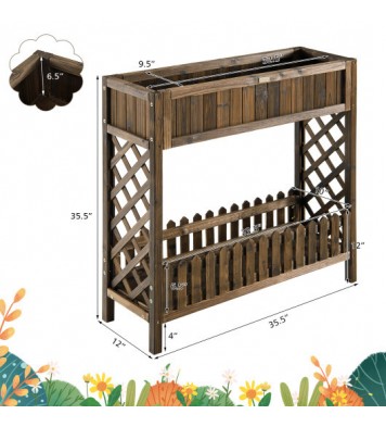 2-Tier Wood Raised Garden Bed for Vegetable and Fruit