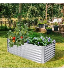 6 x 3 x 2 Feet Rustproof Metal Planter Box with Ground Stakes for Plants