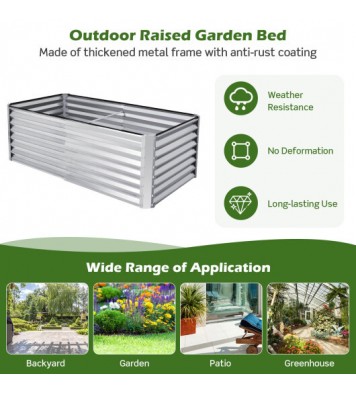 6 x 3 x 2 Feet Rustproof Metal Planter Box with Ground Stakes for Plants