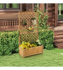 Planter Raised Bed with Trellis for Plant Flower Climbing-Orange