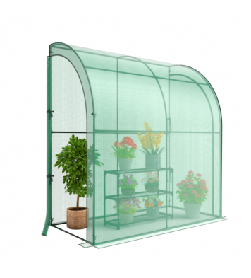 7 x 3.5 x 7 Feet Lean-to Greenhouse with Flower Rack