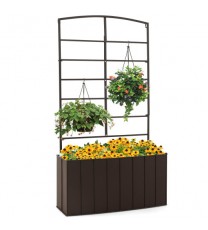 44 Inch Metal Raised Garden Bed with Trellis for Garden