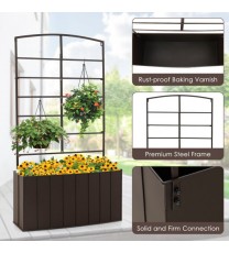 44 Inch Metal Raised Garden Bed with Trellis for Garden