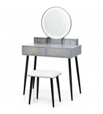 Vanity Table Set with Mirror-Gray