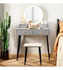 Vanity Table Set with Mirror-Gray