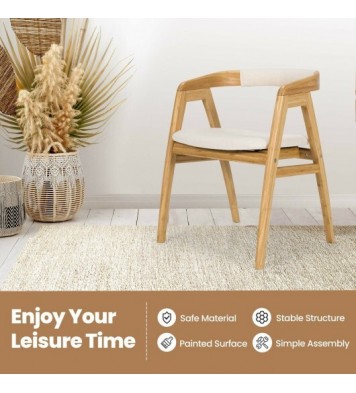 Leisure Bamboo Dining Chair with Curved Back and Anti-slip Foot Pads-Natural