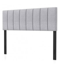 Linen Upholstered Headboard with Solid Wood Legs and Adjustable Width-Gray