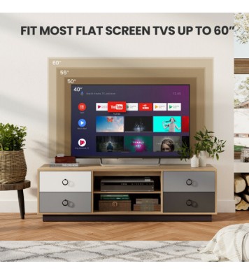 Modern 55 Inch TV Stand with 2 Storage Cabinets for TVs up to 60 Inch