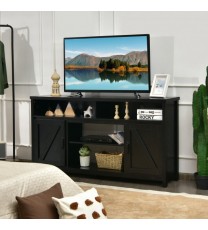 59 Inch TV Stand Media Center Console Cabinet with Barn Door for TV's 65 Inch-Black