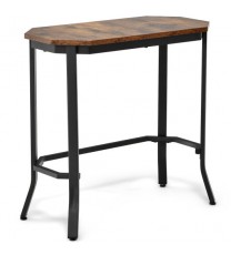 Narrow End Table with Rustic Wood Grain and Stable Steel Frame-Rustic Brown