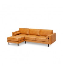 3-Seat L-Shaped Sectional Sofa Couch for Living Room-Brown