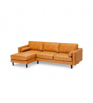 3-Seat L-Shaped Sectional Sofa Couch for Living Room-Brown