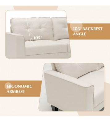 79.5 Inch Fabric Loveseat Sofa with 2 Removable Back Cushions-Beige