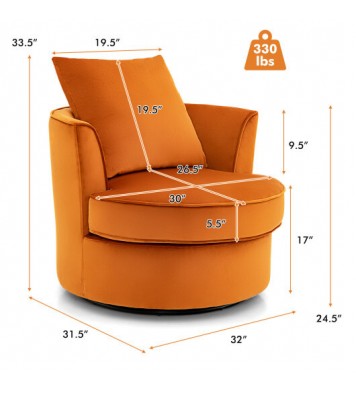 Modern 360?° Swivel Barrel Chair with No Assembly Needed-Orange