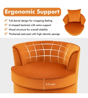 Modern 360?° Swivel Barrel Chair with No Assembly Needed-Orange