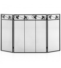 3-Panel Fireplace Screen Decor Cover with Exquisite Pattern